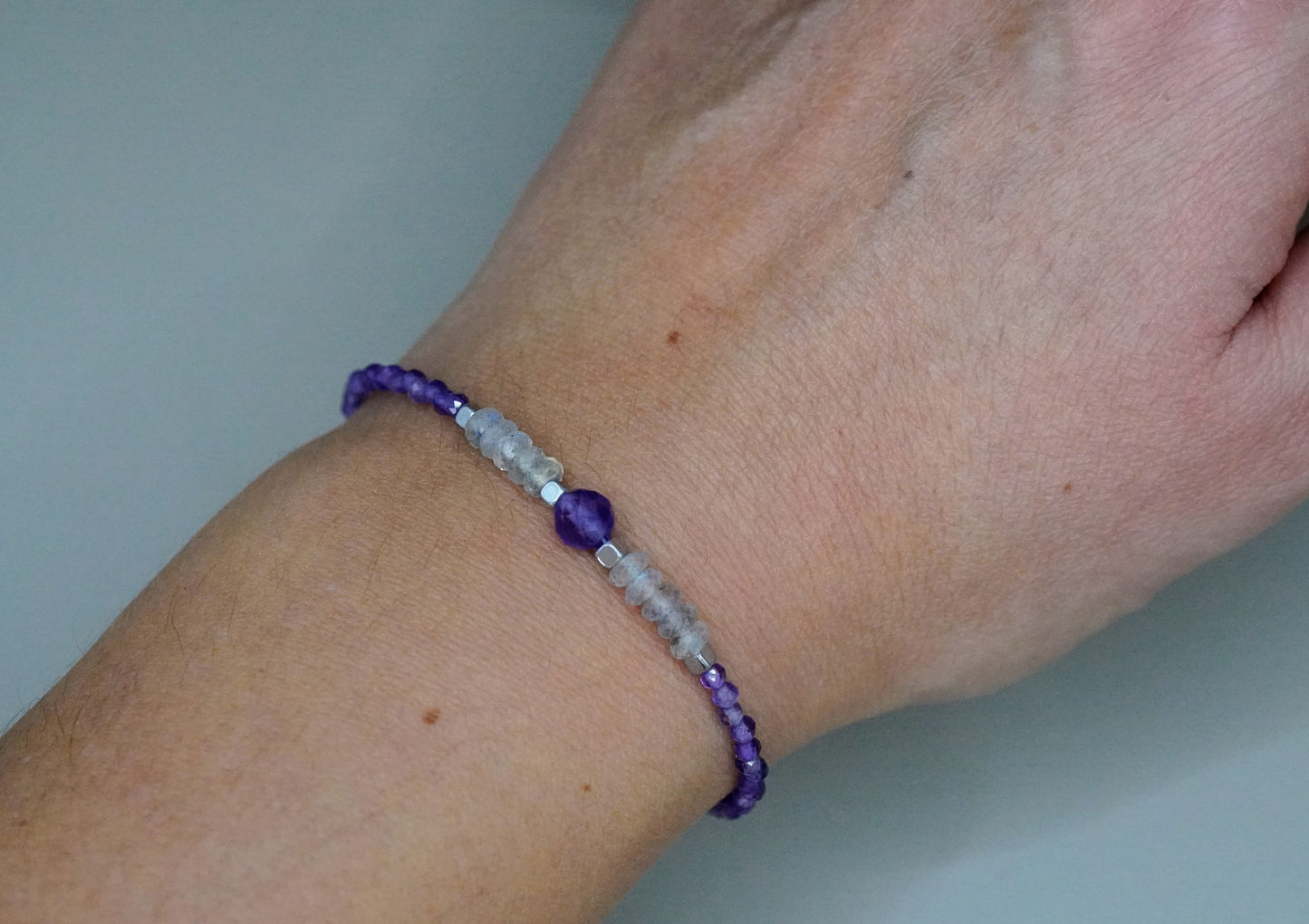 Armband Amethyst, Labradorit und Hämatit