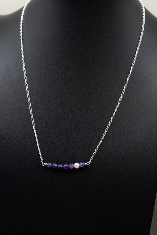 Steinreihe Amethyst und Süsswasserperle