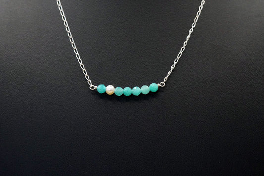 Steinreihe Amazonit mit Süsswasserperle