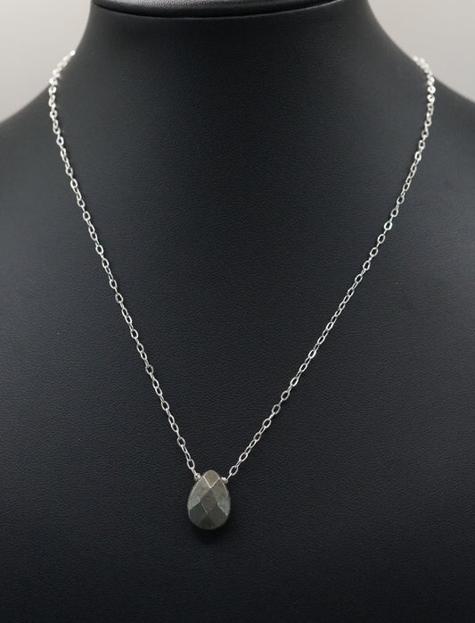 Schimmernde Tropfen Halskette Pyrit