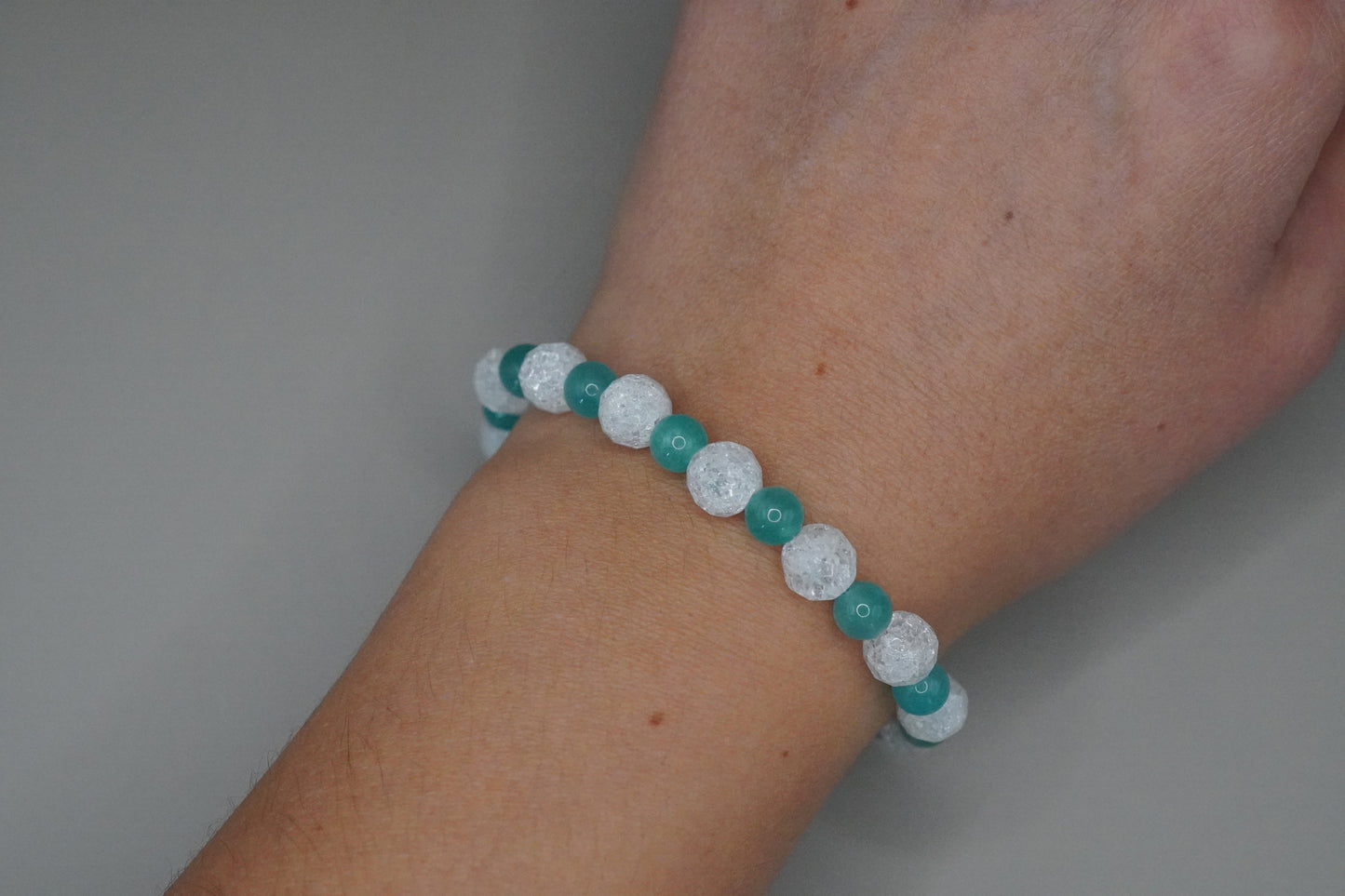 Armband Bergkristall und Amazonit