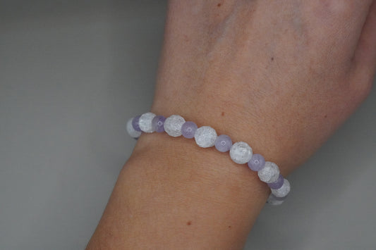 Armband Bergkristall gecrackt und Amethyst