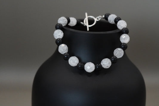 Armband Bergkristall gecrackt und Schungit