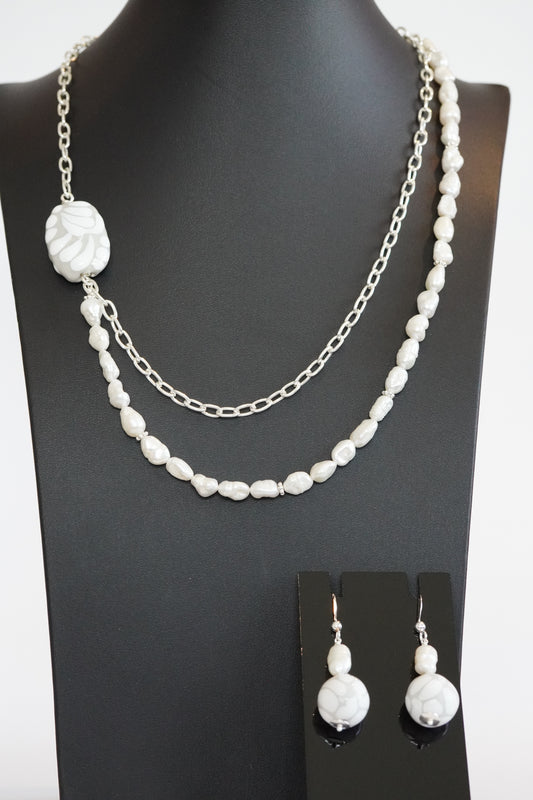 Doppel-Collier mit Talavera-Keramik (weiss)
