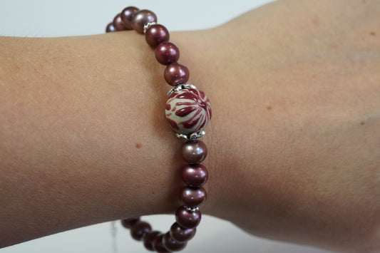 Perlenarmband mit Keramik & Echten Perlen