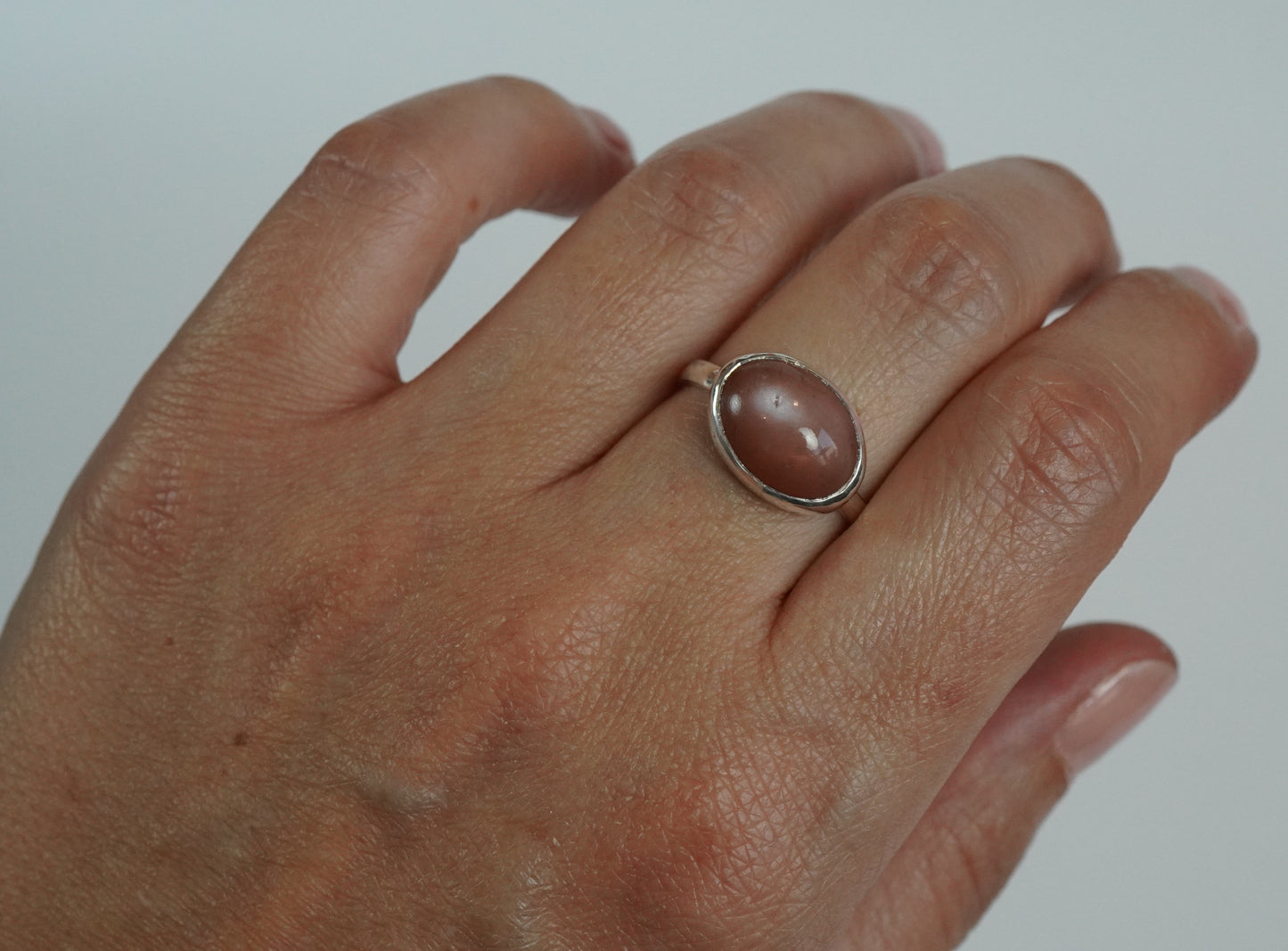 Silberring „Peach Mondstein“