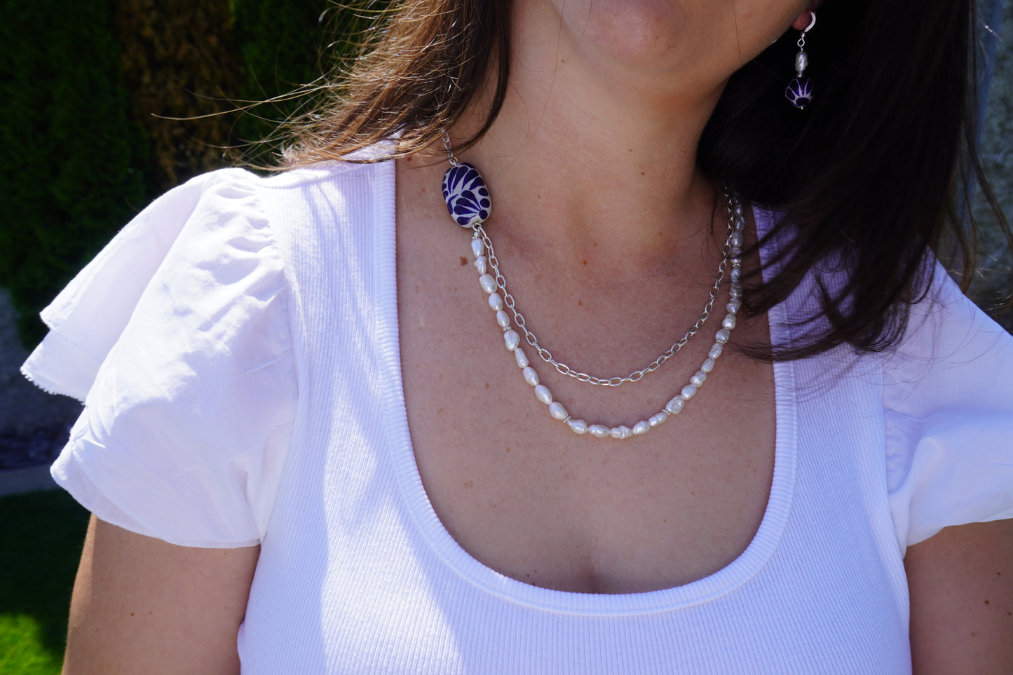 Doppel-Collier mit Talavera-Keramik (Blau)