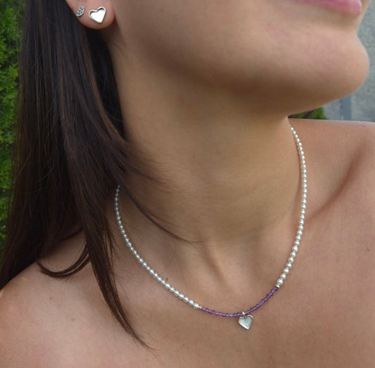 "Un corazón para ti" amatista y perla - Emmari Schmuck