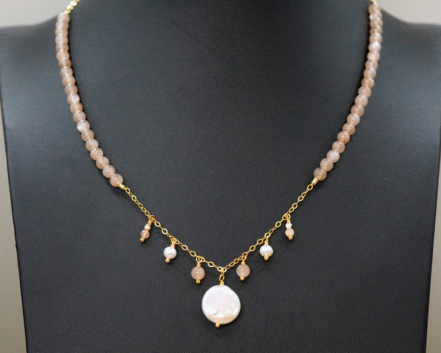 Halskette Preziosa Sonnenstein mit Süsswasserperlen