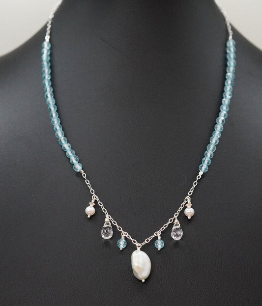 Halskette Preziosa Himmelblaue Topas