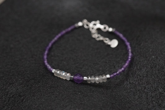 Armband Amethyst, Labradorit und Hämatit