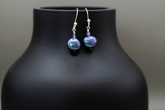 Ohrringe mit graue Süsswasserperle