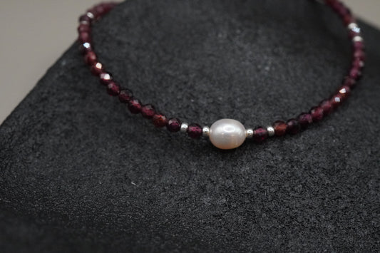 Armband Granat mit Süsswasserperle