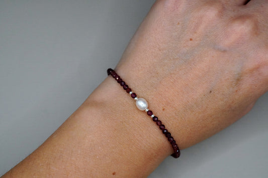 Armband Granat mit Süsswasserperle