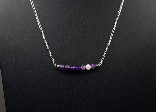 Steinreihe Amethyst und Süsswasserperle