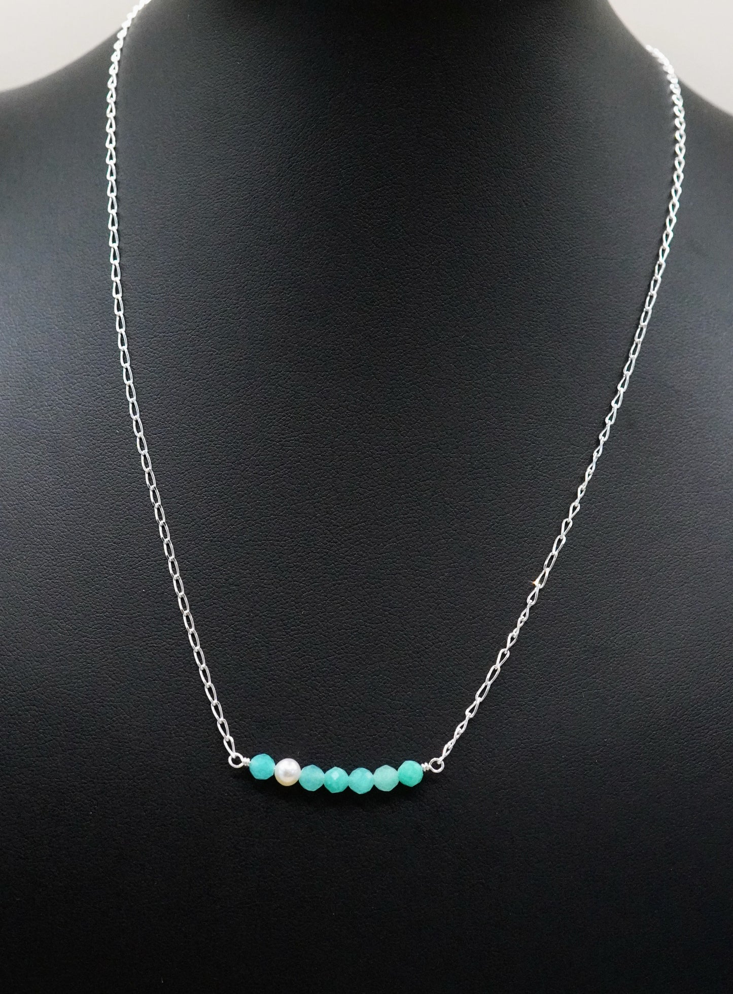 Steinreihe Amazonit mit Süsswasserperle