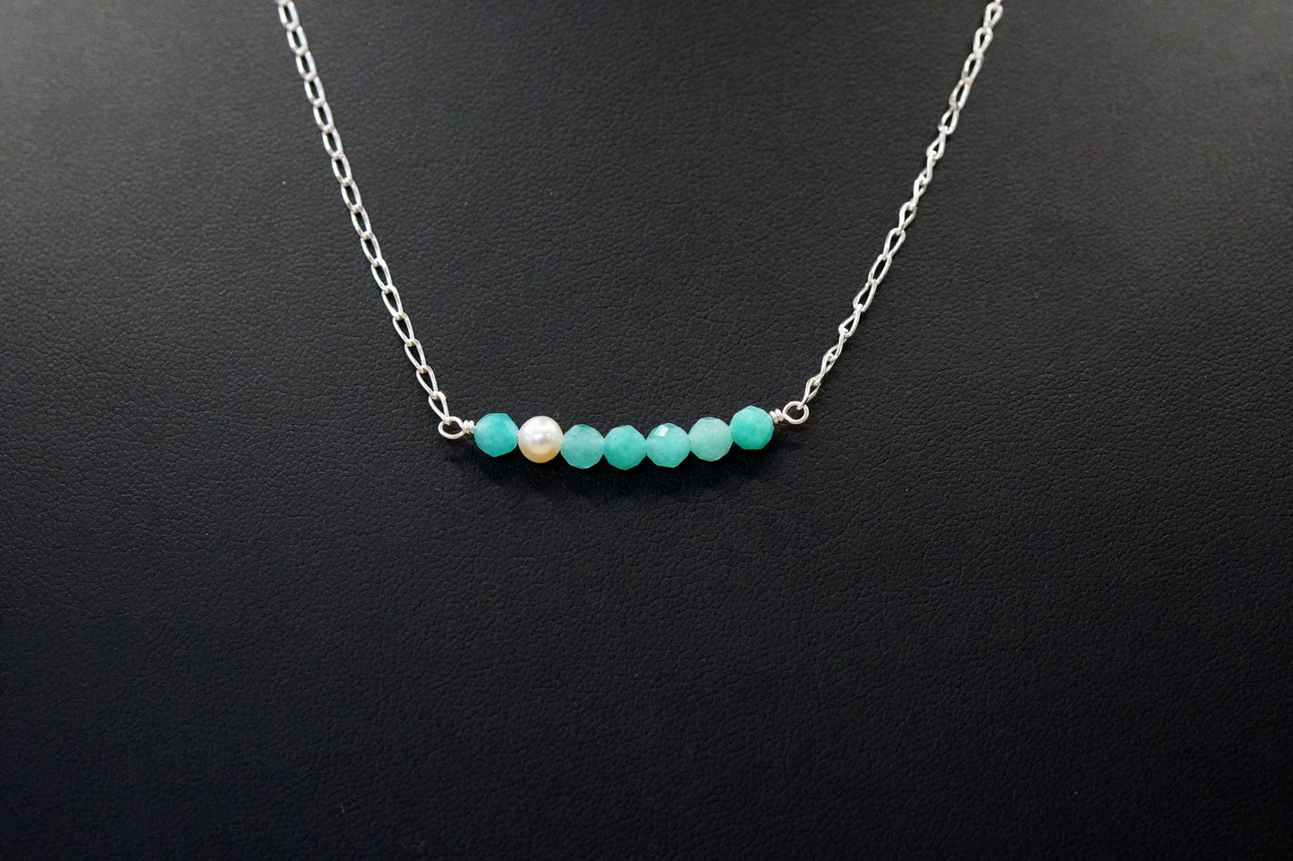 Steinreihe Amazonit mit Süsswasserperle