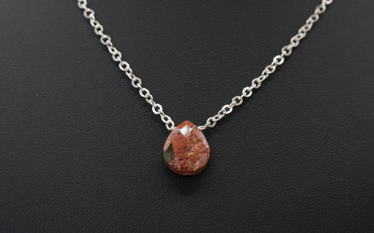 Schimmernde Tropfen Halskette Unakit