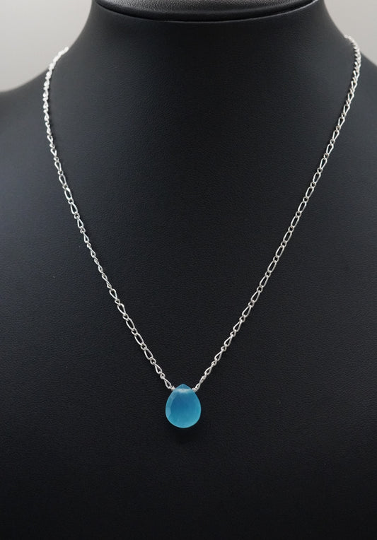 Schimmernde Tropfen Halskette blaue Onyx