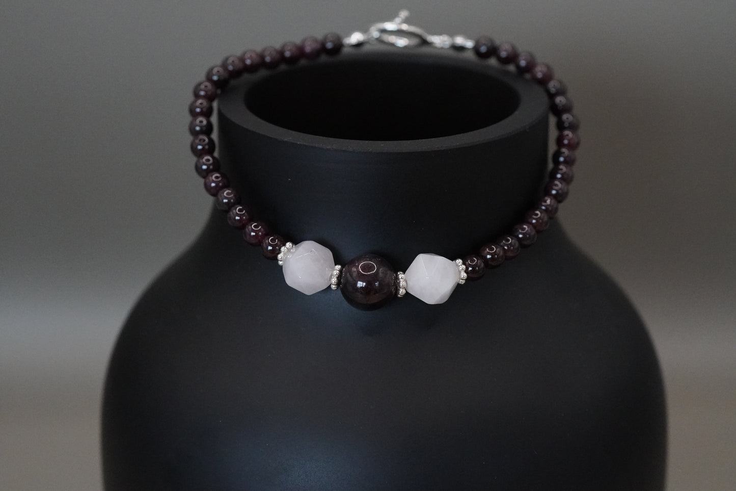 Armband Granat mit Rosenquarz