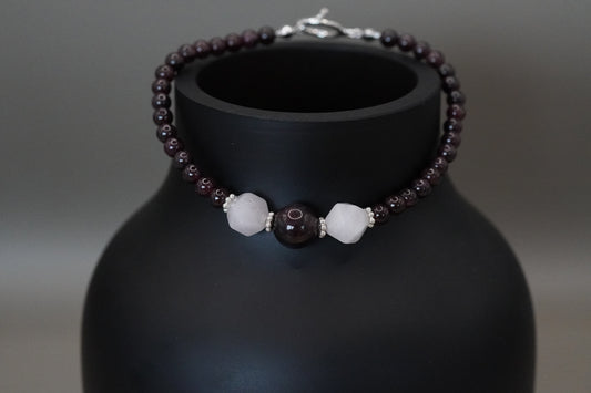 Armband Granat mit Rosenquarz