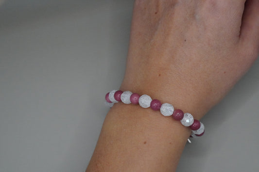 Armband Bergkristall mit Rhodochrosit