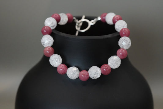 Armband Bergkristall mit Rhodochrosit