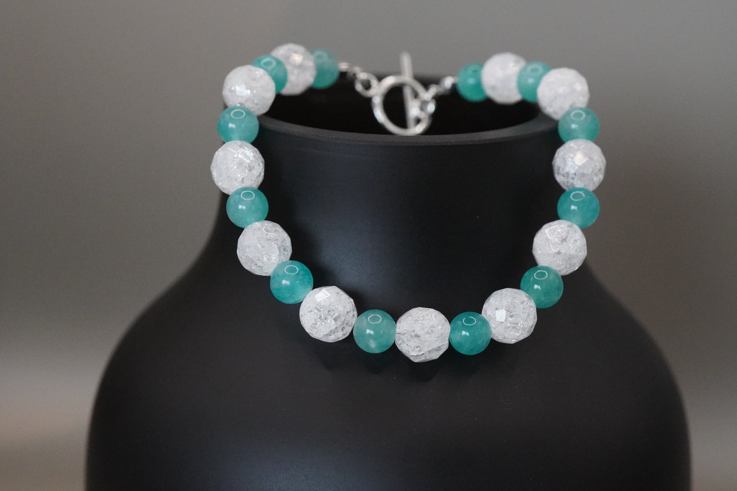 Armband Bergkristall und Amazonit