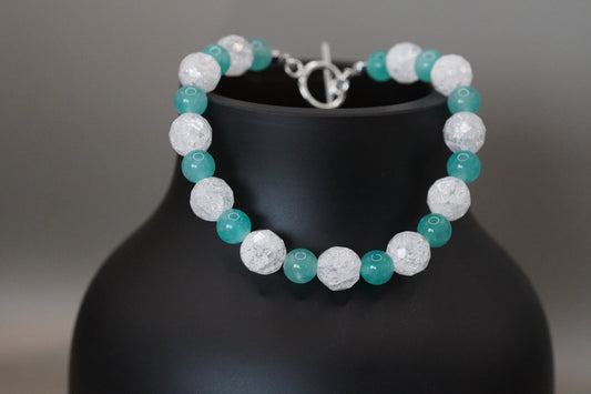 Armband Bergkristall und Amazonit