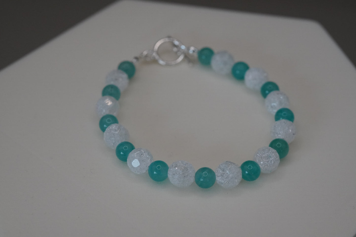 Armband Bergkristall und Amazonit