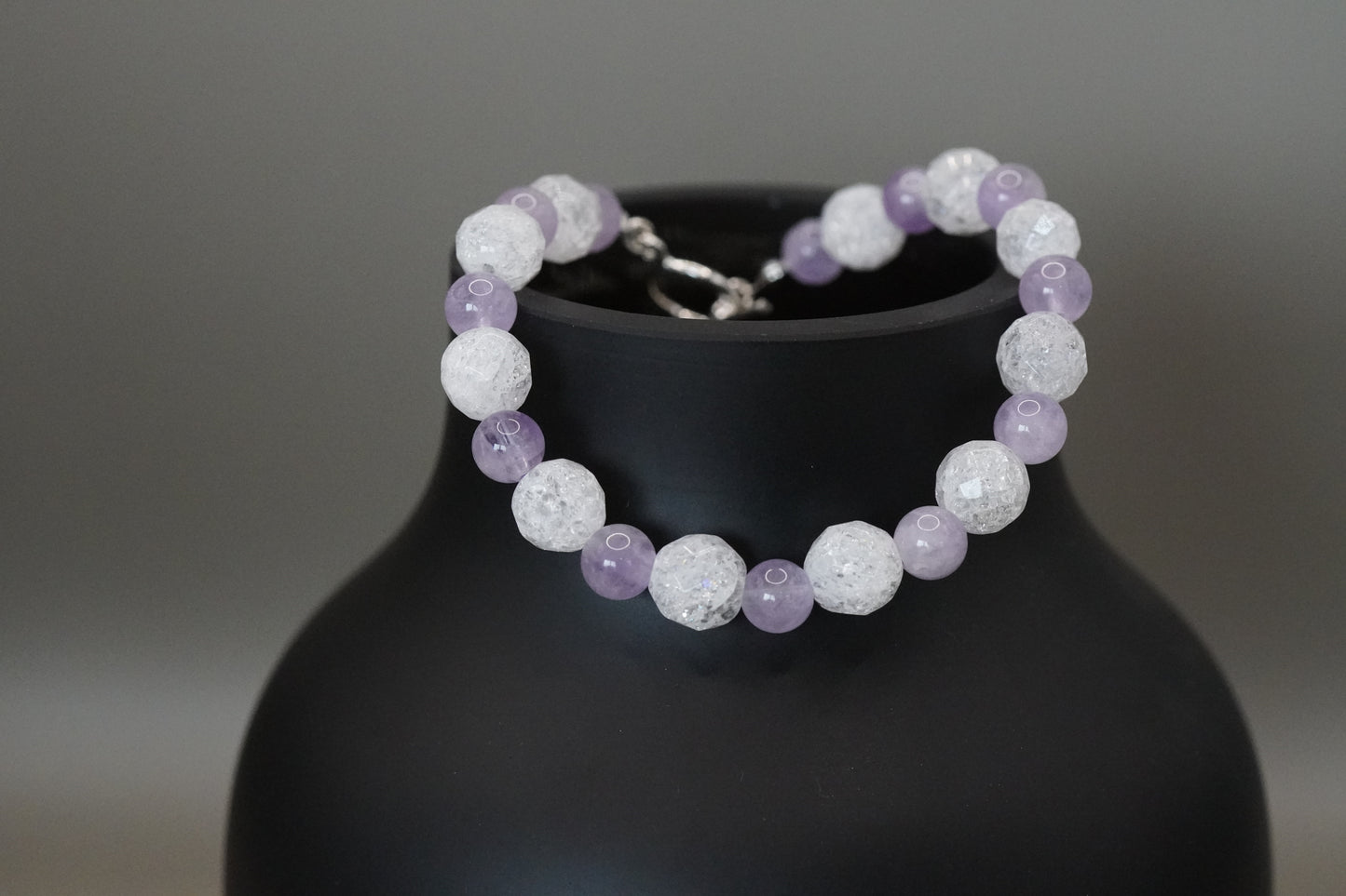 Armband Bergkristall gecrackt und Amethyst