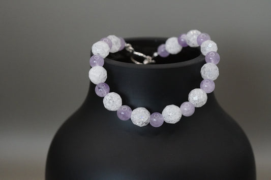 Armband Bergkristall gecrackt und Amethyst