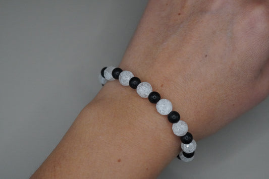 Armband Bergkristall gecrackt und Schungit