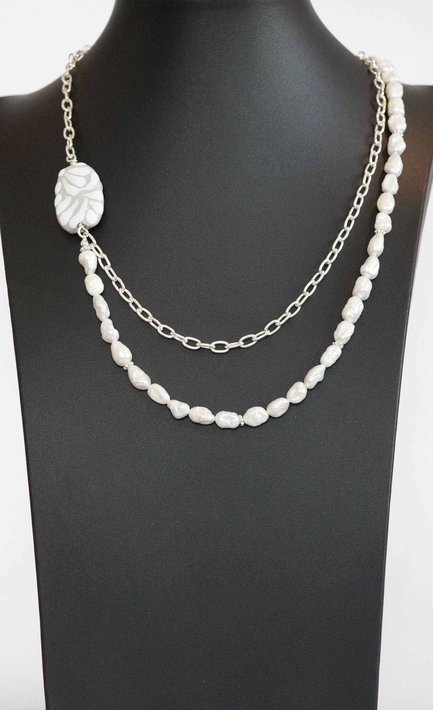 Doppel-Collier mit Talavera-Keramik (weiss)