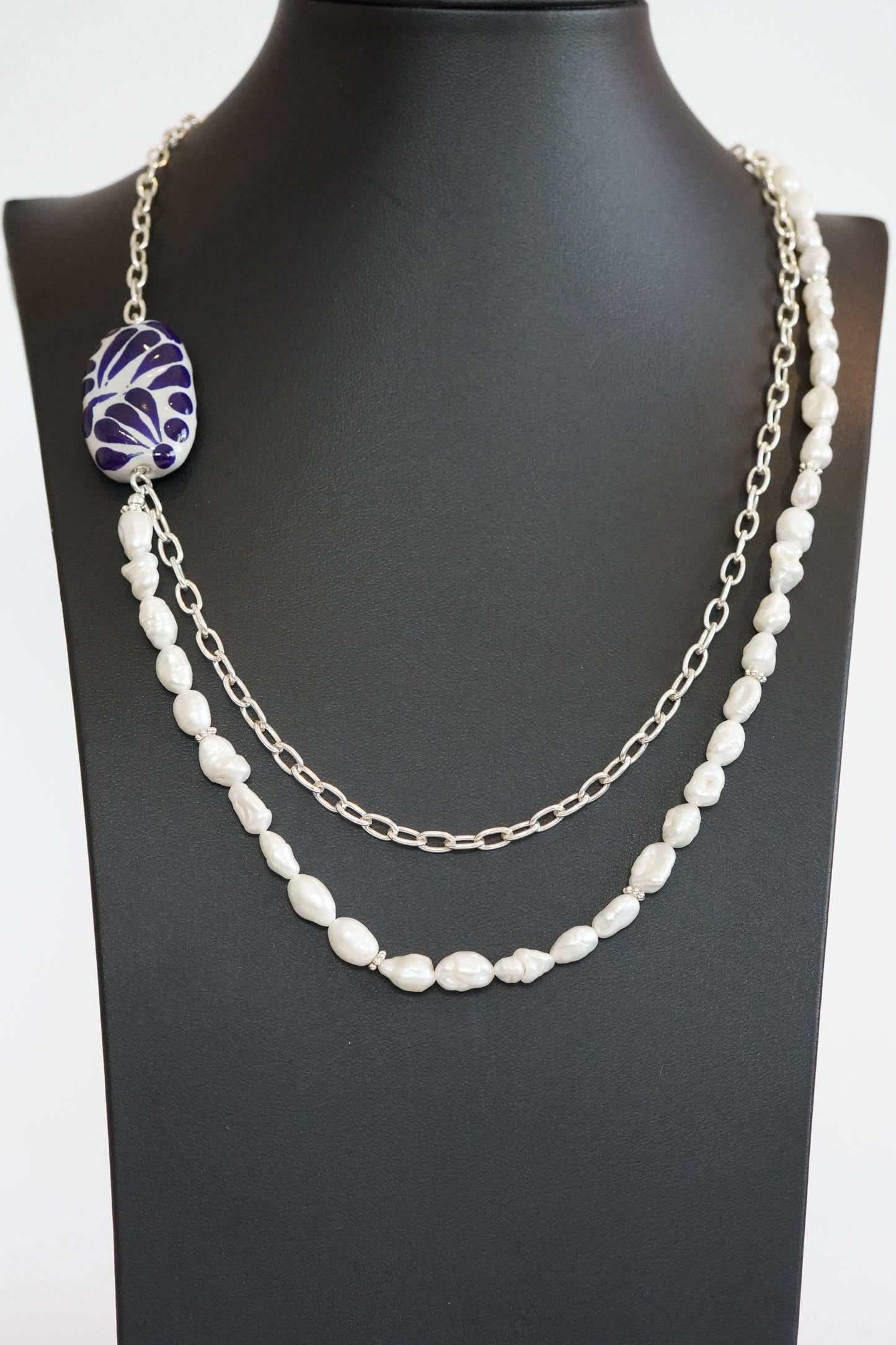 Doppel-Collier mit Talavera-Keramik (Blau)