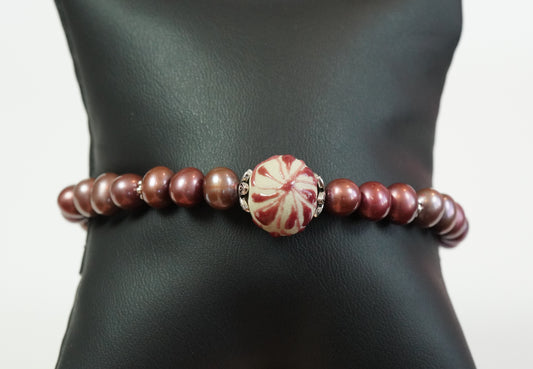 Perlenarmband mit Keramik & Echten Perlen