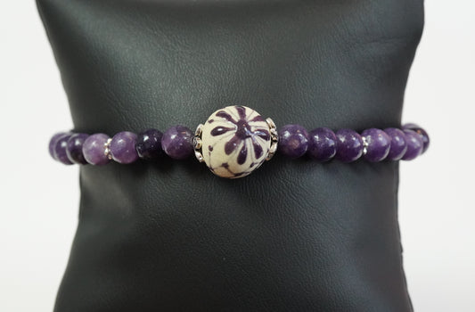 Lepidolith-Armband mit Keramik