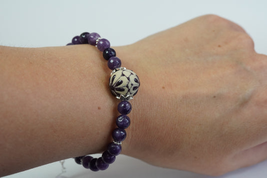 Lepidolith-Armband mit Keramik