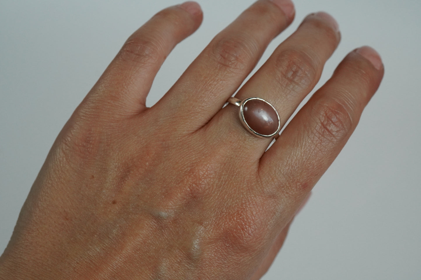 Silberring „Peach Mondstein“