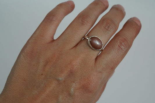 Silberring „Peach Mondstein“