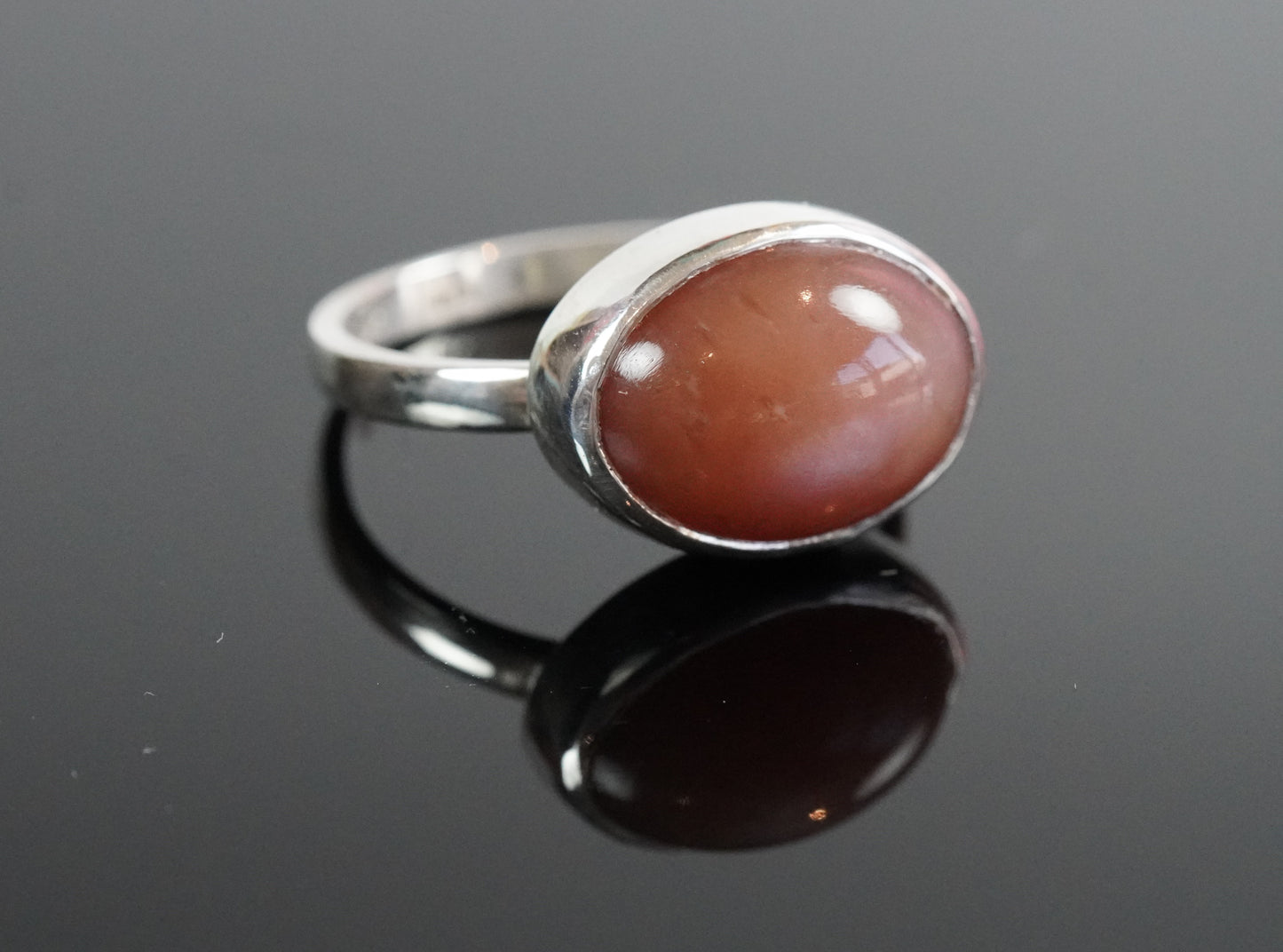 Silberring „Peach Mondstein“