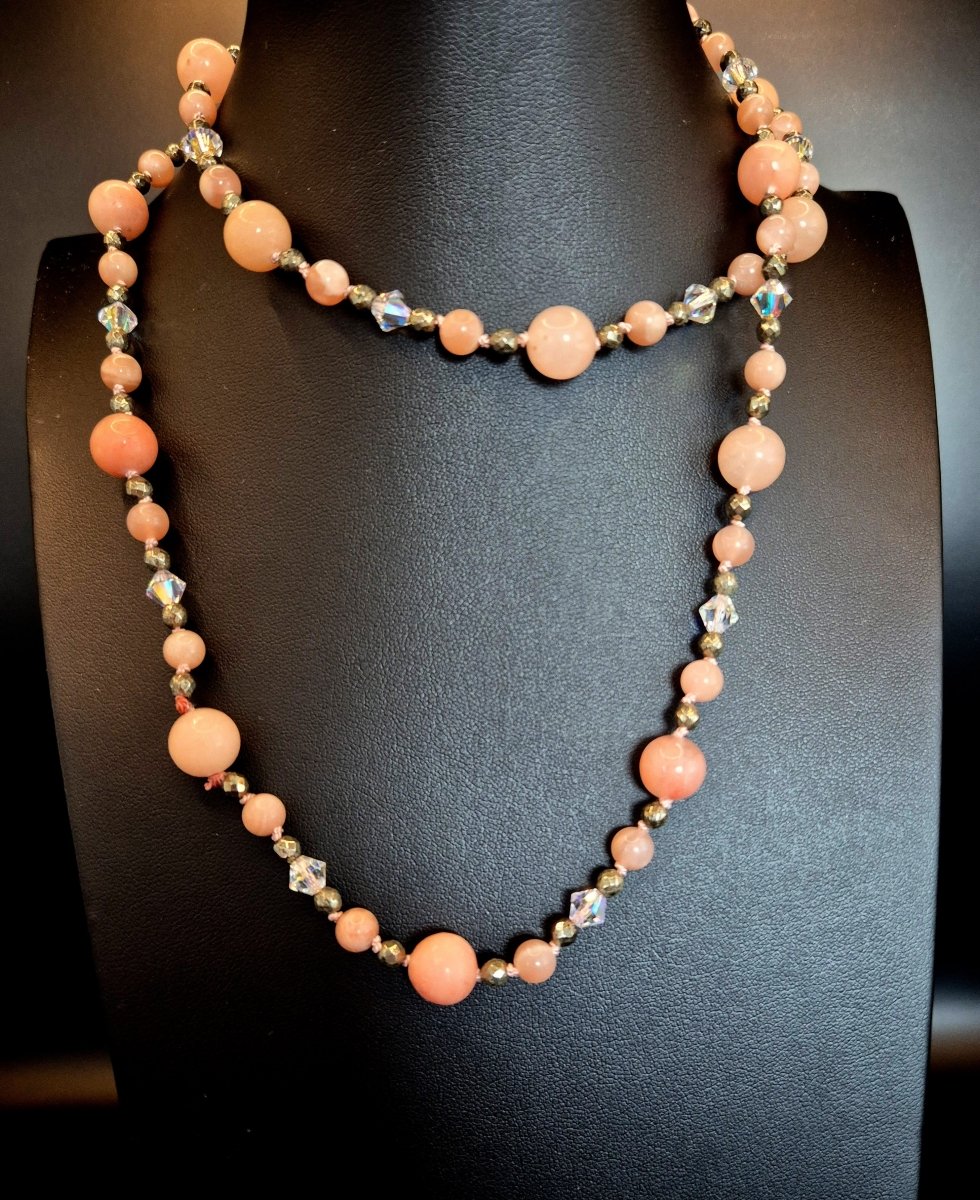 Aventurin/ Pyrit Halskette geknüpft - Emmari Schmuck