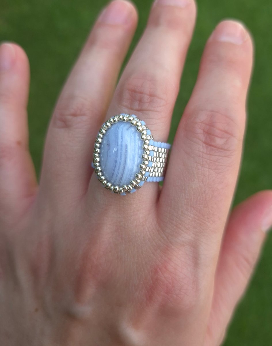 Blue lace agatha Ring - Emmari Schmuck
