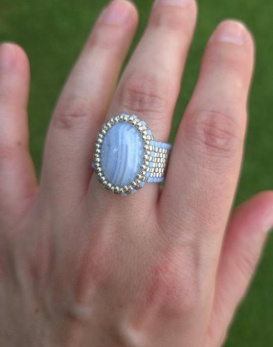 Blue lace agatha Ring - Emmari Schmuck